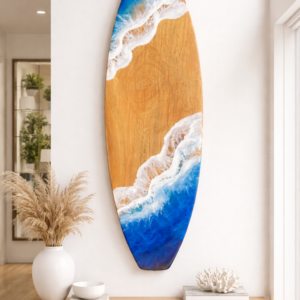 Surfboard Decor - solid wood - Ocean Wave Inspired Design
